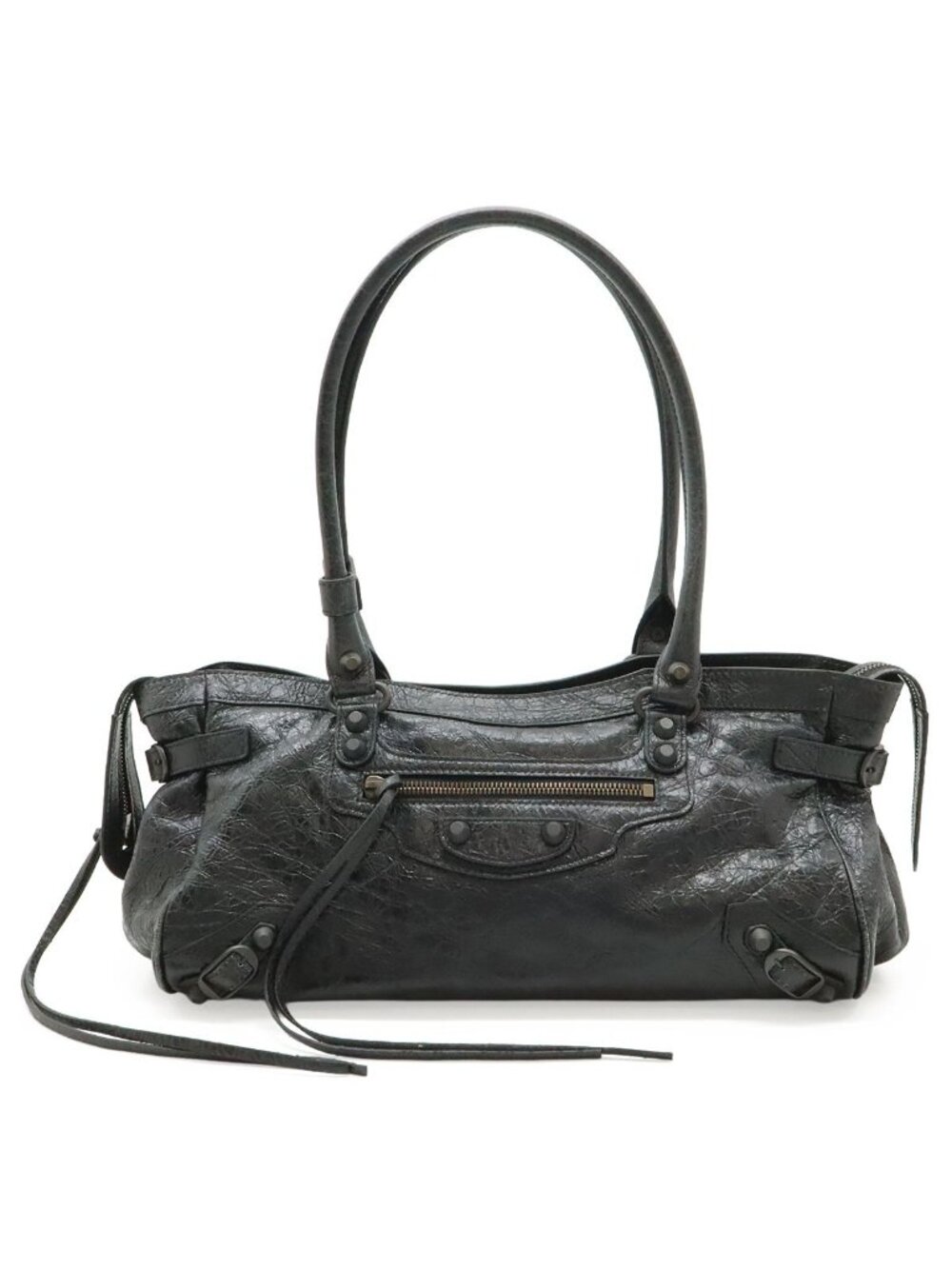 Balenciaga le City East West Tote Shoulder Bag Crossbody Leather Black